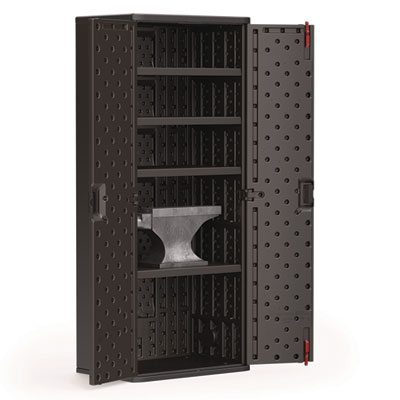Tall Storage Cabinet, Five Shelves: One Fixed, Four Adjustab