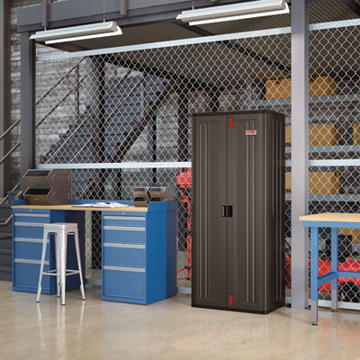Tall Storage Cabinet, Five Shelves: One Fixed, Four Adjustab