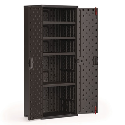 Tall Storage Cabinet, Five Shelves: One Fixed, Four Adjustab