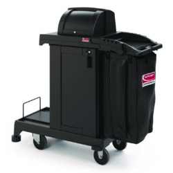 High Security Housekeeping Cart, Plastic, 1 Shelf, 3 Bins, 2