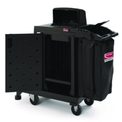 High Security Housekeeping Cart, Plastic, 1 Shelf, 3 Bins, 2
