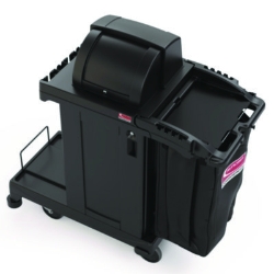 High Security Housekeeping Cart, Plastic, 1 Shelf, 3 Bins, 2