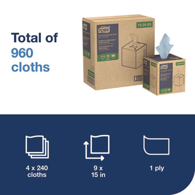 Low-Lint Cleaning Cloths, 1-Ply, 15 x 15, Blue, 240 Sheets,