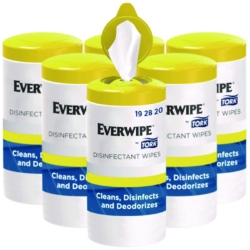 Everwipe by Tork Disinfectant Wipe Canisters, 1-Ply, 7 x 7,