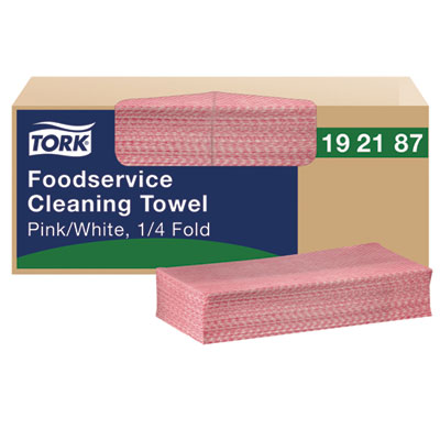 Foodservice Cleaning Towel, 1-Ply, 6 x 10.75, Pink, 200/Cart