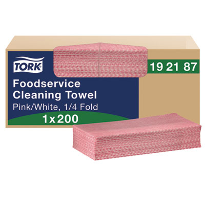 Foodservice Cleaning Towel, 1-Ply, 6 x 10.75, Pink, 200/Cart