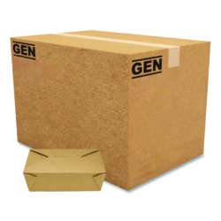 Reclosable Kraft Take-Out Box, 76 oz, 8.58 x 6.28 x 2.4, Bro