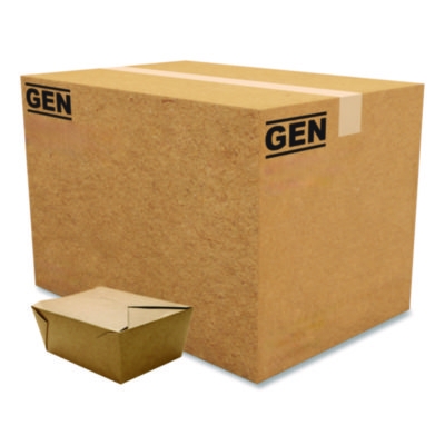 Reclosable Kraft Take-Out Box, 110 oz, 8.93 x 6.65 x 3.5, Br