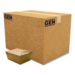 Reclosable Kraft Take-Out Box, 110 oz, 8.93 x 6.65 x 3.5, Br