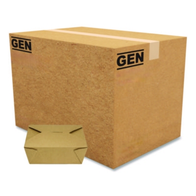 Reclosable Kraft Take-Out Box, 48 oz, 6.93 x 5.62 x 2.4, Bro