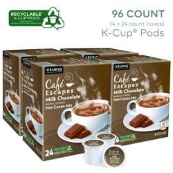 Cafe Escapes Milk Chocolate Hot Cocoa K-Cups, 96/carton