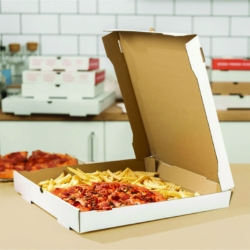 Corrugated Pizza Boxes, 16 x 16 x 1.97, White/Brown, 50/Cart