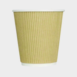 Ripple Hot Cups, 10 oz, Paper, Kraft/White, 500/Carton