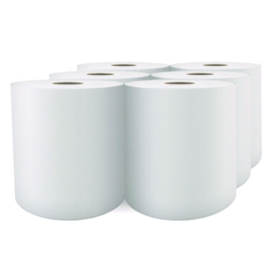 Select Roll Paper Towels, 1-Ply, 7.88" x 1,000 ft, White, 6/