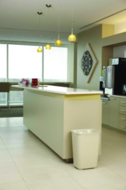 Fiberglass Wastebasket, 10 gal, Fiberglass, Beige