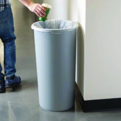 Untouchable Large Plastic Round Waste Receptacle, 22 gal, Pl