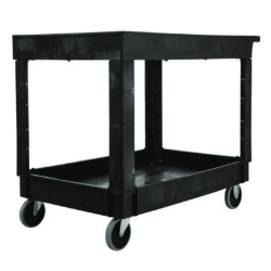 Heavy-Duty Utility Cart with Lipped Shelves, Plastic, 2 Shel