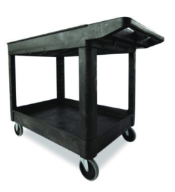 Heavy-Duty Utility Cart with Lipped Shelves, Plastic, 2 Shel