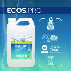 Dishmate Manual Dish Liquid, Free and Clear, 1 gal Jug, 4/Ca