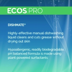Dishmate Manual Dish Liquid, Free and Clear, 1 gal Jug, 4/Ca