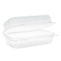 Hoagie Hinged Lid Container, 9 x 5.5 x 3.2, Clear, Plastic,