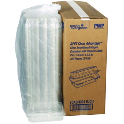Hoagie Hinged Lid Container, 9 x 5.5 x 3.2, Clear, Plastic, 