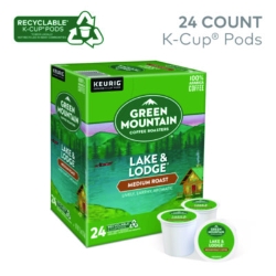 Lake And Lodge Coffee K-Cups, Medium Roast, 24/box