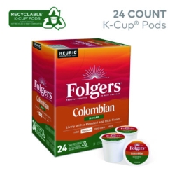 100% Colombian Decaf Coffee K-Cups, 24/box