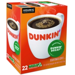 K-Cup Pods, Dunkin' Decaf, 22/box