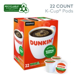 K-Cup Pods, Dunkin' Decaf, 22/box