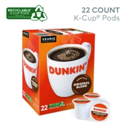 K-Cup Pods, Dunkin Regular, 88/Carton