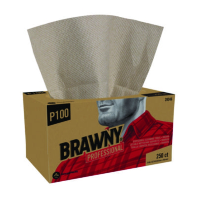 All Purpose Wipers, 1-Ply, 9 x 10.25, Brown, 250 Wipers/Box,