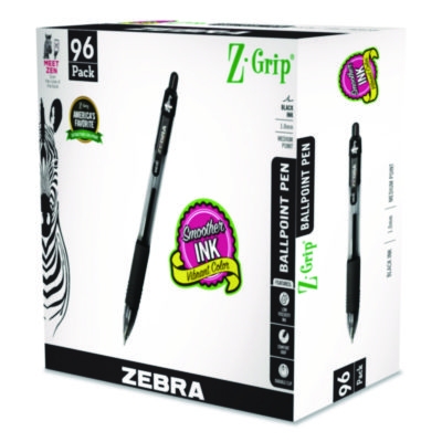 Z-Grip Ballpoint Pen, Retractable, Medium, 1 mm, Black Ink, 