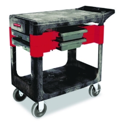 Two-Shelf Trades Cart, Plastic, 2 Shelves, 2 Drawers, 330 lb
