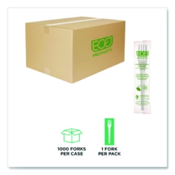 Plantware CPLA Cutlery, Individually Wrapped, Fork, Plastic,