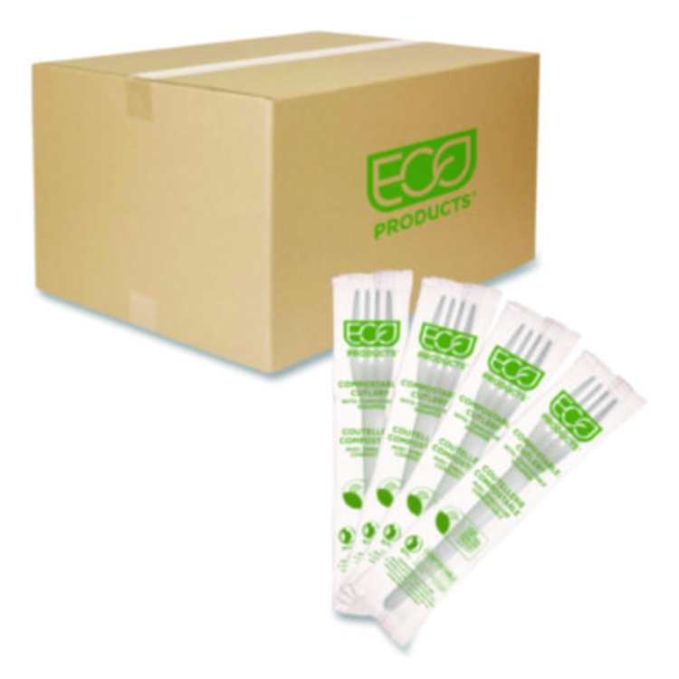 Plantware CPLA Cutlery, Individually Wrapped, Fork, Plastic,