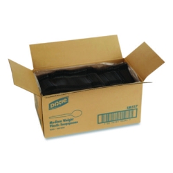 Mediumweight Polystyrene Cutlery, Soup Spoon, Plastic, Black