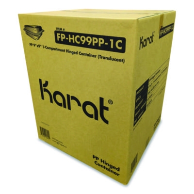 Polypropylene Plastic Hinged Container, 9.35 x 9.22 x 3.17, 