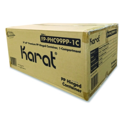 Polypropylene Plastic Hinged Container, 9 x 9 x 3, Black/Cle