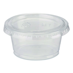 Plastic Portion Cup Lid, Fits 1.5 oz to 2 oz Cups, Clear, 10