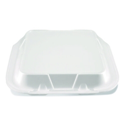 Foam Hinged Lid Containers, 9 x 9 x 3, White, Foam, 200/Cart