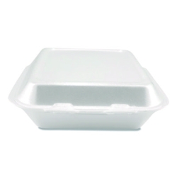 Foam Hinged Lid Containers, 3-Compartment, 7.56 x 8.25 x 2.3