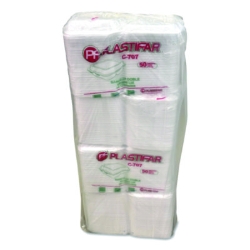 Foam Hinged Lid Containers, 3-Compartment, 7.56 x 8.25 x 2.3