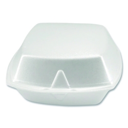 Foam Hinged Lid Containers, 6 x 6 x 3, White, Foam, 500/Cart