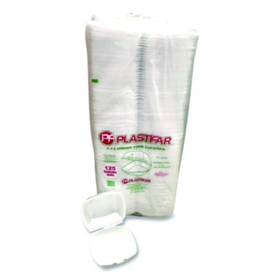 Foam Hinged Lid Containers, 6 x 6 x 3, White, Foam, 500/Cart
