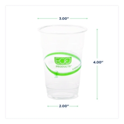 GreenStripe PLA Cold Cups, 10 oz, Plastic, Clear, 1,000/Cart