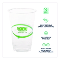 GreenStripe PLA Cold Cups, 10 oz, Plastic, Clear, 1,000/Cart
