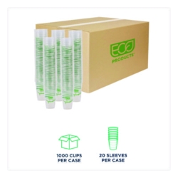 GreenStripe PLA Cold Cups, 10 oz, Plastic, Clear, 1,000/Cart