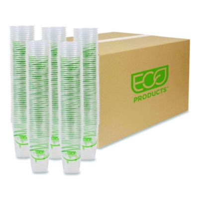 GreenStripe PLA Cold Cups, 10 oz, Plastic, Clear, 1,000/Cart