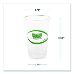GreenStripe Renewable and Compostable Cold Cups, 20 oz, Plas